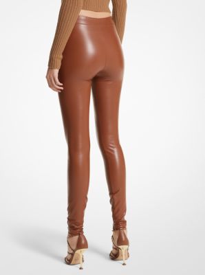 Ultra Vixen Zip Up Faux Stretch Leather Capri Leggings in Solid