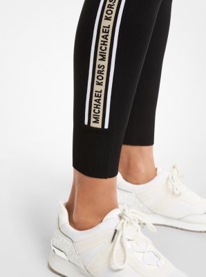 Logo Tape Nylon Blend Leggings in BLACK | Michael Kors
