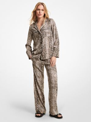 Embellished Snake Crushed Crepe Pajama Pants image number 0