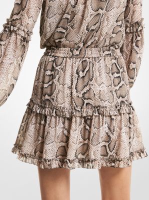 Snake Georgette Mini Skirt in DUNE | Michael Kors