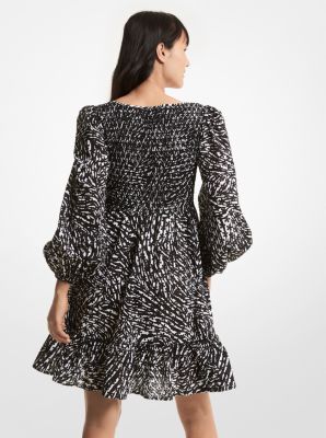 Robe en coton &agrave; imprim&eacute; z&egrave;bre et &agrave; broderies