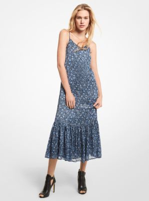 Metallic Floral Jacquard Slip Dress