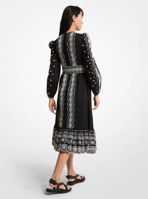 Eyelet Cotton Scalloped Midi Dress image number 1