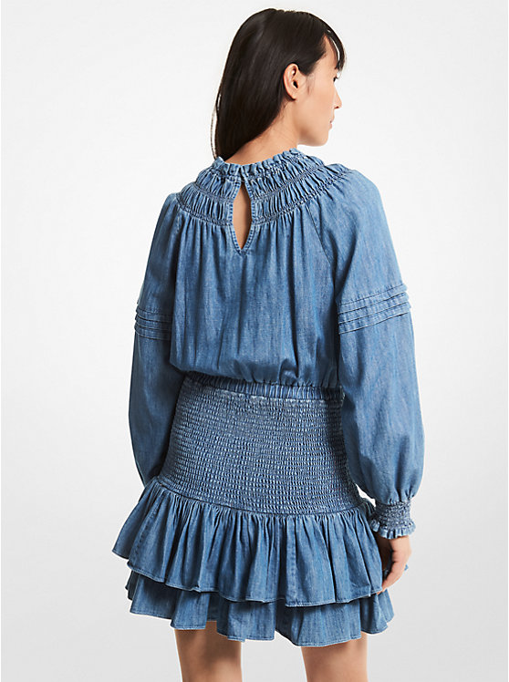 Cotton Chambray Smocked Dress image number 1