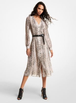 Snake Georgette Midi Dress Michael Kors Canada