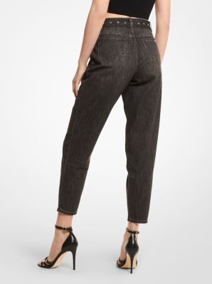 Stretch Denim Belted Jeans