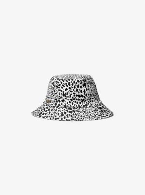Animal Print Organic Stretch Cotton Bucket Hat in BONE | Michael Kors