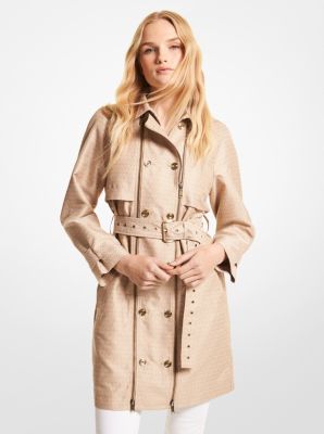 Logo Jacquard Double Zip Trench Coat Michael Kors