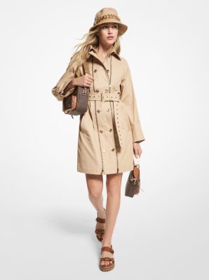 Michael michael kors missy double breasted hooded hot sale trench coat