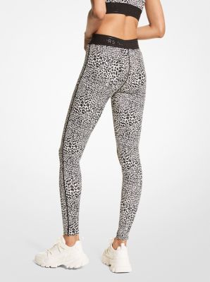 MICHAEL KORS REVERSIBLE LEOPARD LOGO LEGGINGS Woman Malachite