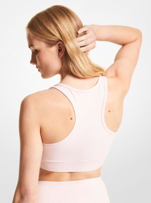 Brand Print Racerback Sports Bra