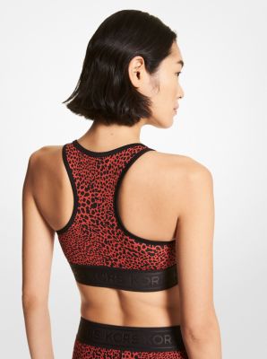 Graphic Animal Print Nylon Blend Zip-Front Sports Bra