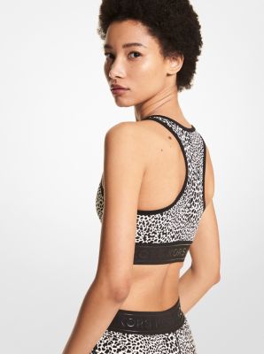 Graphic Animal Print Nylon Blend Zip-Front Sports Bra