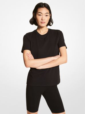 T-shirt in jersey di cotone biologico con logo in NERO | Michael Kors
