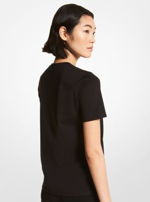 T-shirt in jersey di cotone biologico con logo in NERO | Michael Kors