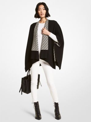 Reversible Logo Wool Blend Poncho | Michael Kors