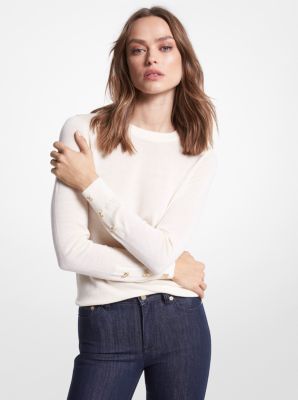 Ribbed Wool Blend Cropped Sweater