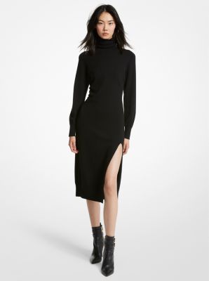 Wool Blend Turtleneck Dress