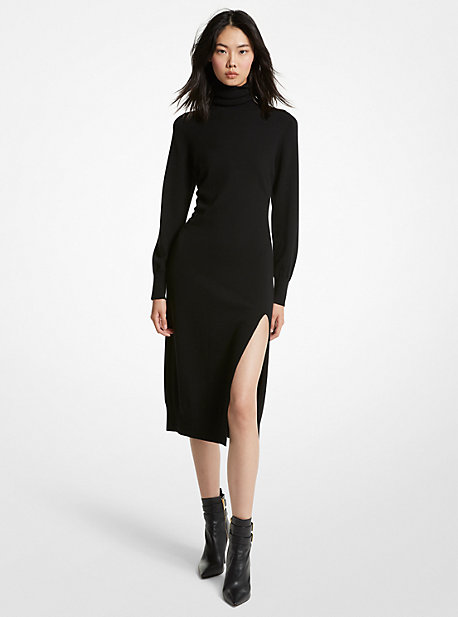 마이클 마이클 코어스 Michael Michael Kors Wool Blend Turtleneck Dress,BLACK