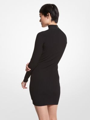 Michael Kors Dress Discount Store - Black Stretch Knit V-Neck Womens