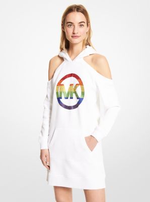 Pride Embellished Logo Organic Cotton Terry Hoodie Cutout Dress | Michael  Kors