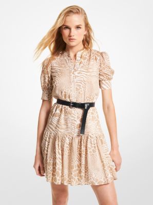 Zebra Print Stretch Cotton Poplin Shirtdress | Michael Kors [FI]