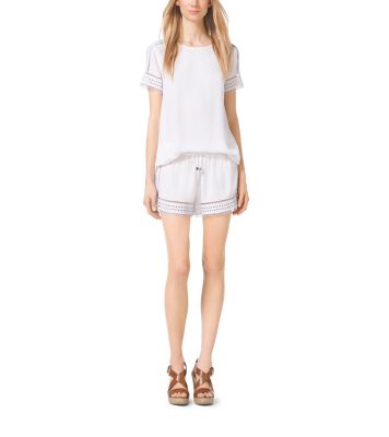 Perforated Crepe Shorts Michael Kors Canada