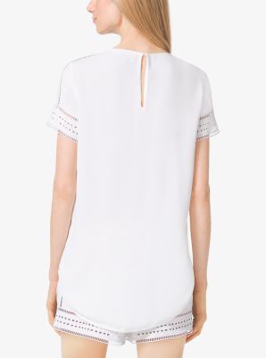 Perforated Crepe T-Shirt