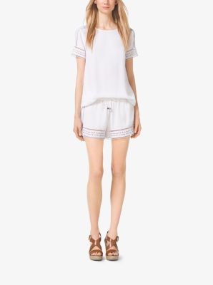 Perforated Crepe T-Shirt