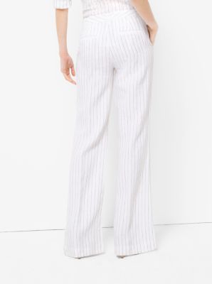 Striped Linen Flared Trousers