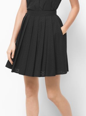 Pleated Cotton-Poplin Skirt
