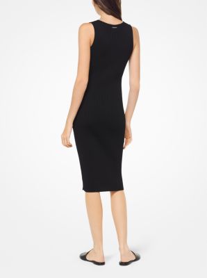 Ribbed V-Neck Sweater Dress