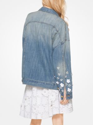 Floral Embellished Oversized Denim Jacket Michael Kors Canada