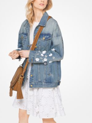 Floral-Embellished Oversized Denim 