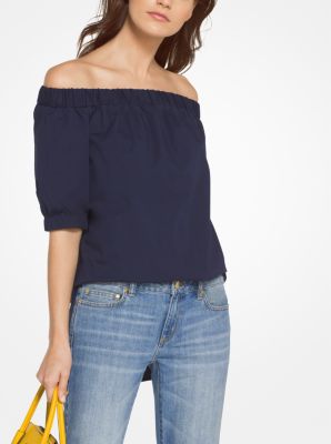 Stretch-Cotton Off-The-Shoulder Top 