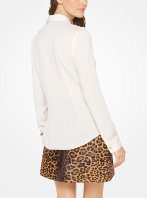 Blouse fronc&eacute;e en soie georgette