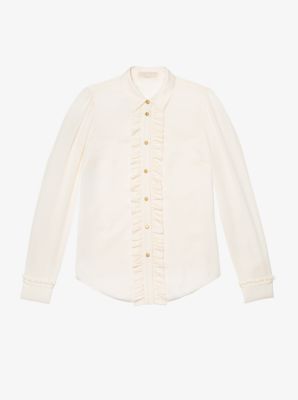 Blouse fronc&eacute;e en soie georgette