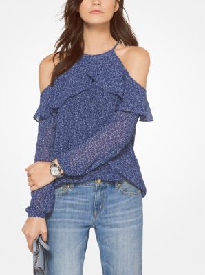 Floral Ruffled Peekaboo Top Michael Kors