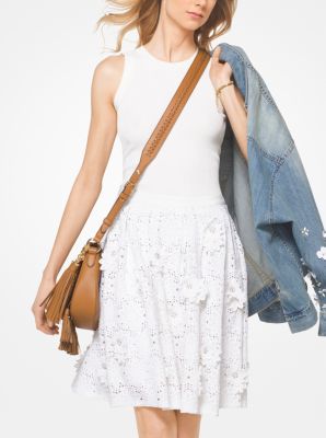 Floral Appliqu&eacute; Eyelet Skirt