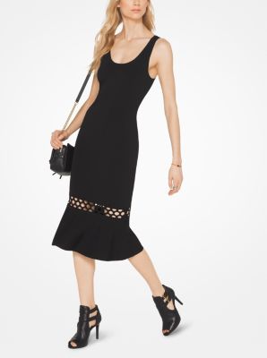 Cutout Stretch-Viscose Flounce Dress