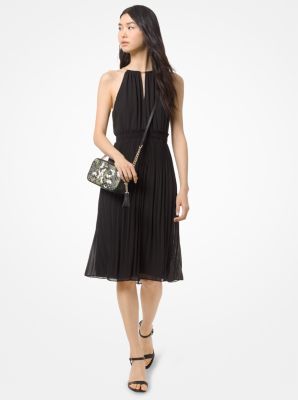 Georgette Pleated Halter Dress Michael Kors Canada