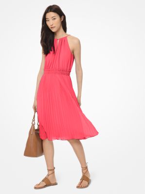 Michael kors georgette pleated halter dress new arrivals