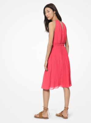 michael kors georgette pleated halter dress