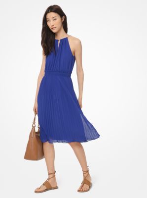 michael kors georgette pleated halter dress