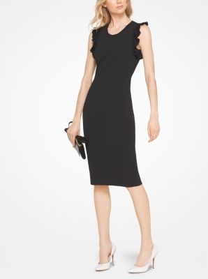 Stretch ruffle crepe outlet sheath dress