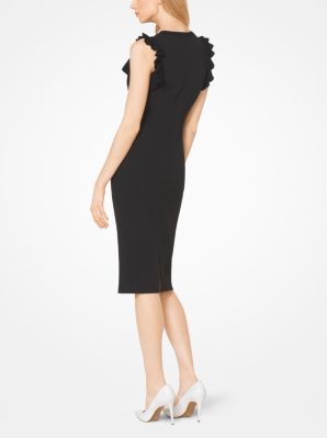 Stretch ruffle 2025 crepe sheath dress