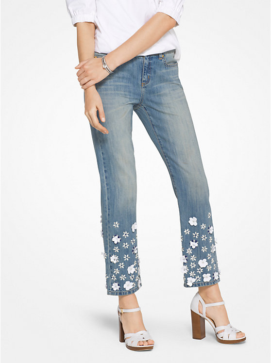Floral Sequined Jeans image number 0