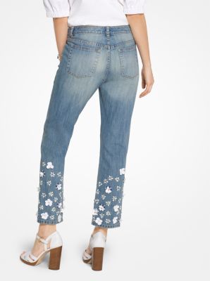 Floral Sequined Jeans