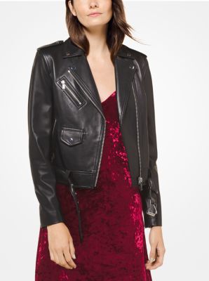 michael kors leather moto jacket women's