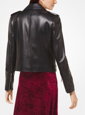 Michael kors leather moto jacket sale